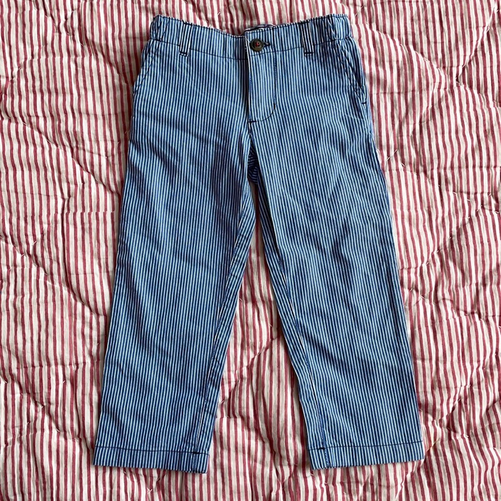 Petit Bateau Blue and White Striped Pants